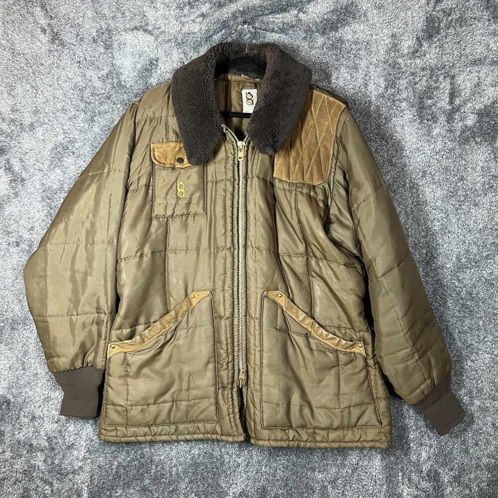 Vintage Bob Allen Jacket Mens XL Brown Quilted Nylon Hunting USA Insulated